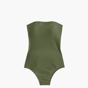 Cross-back bandeau one-piece swimsuit safari green